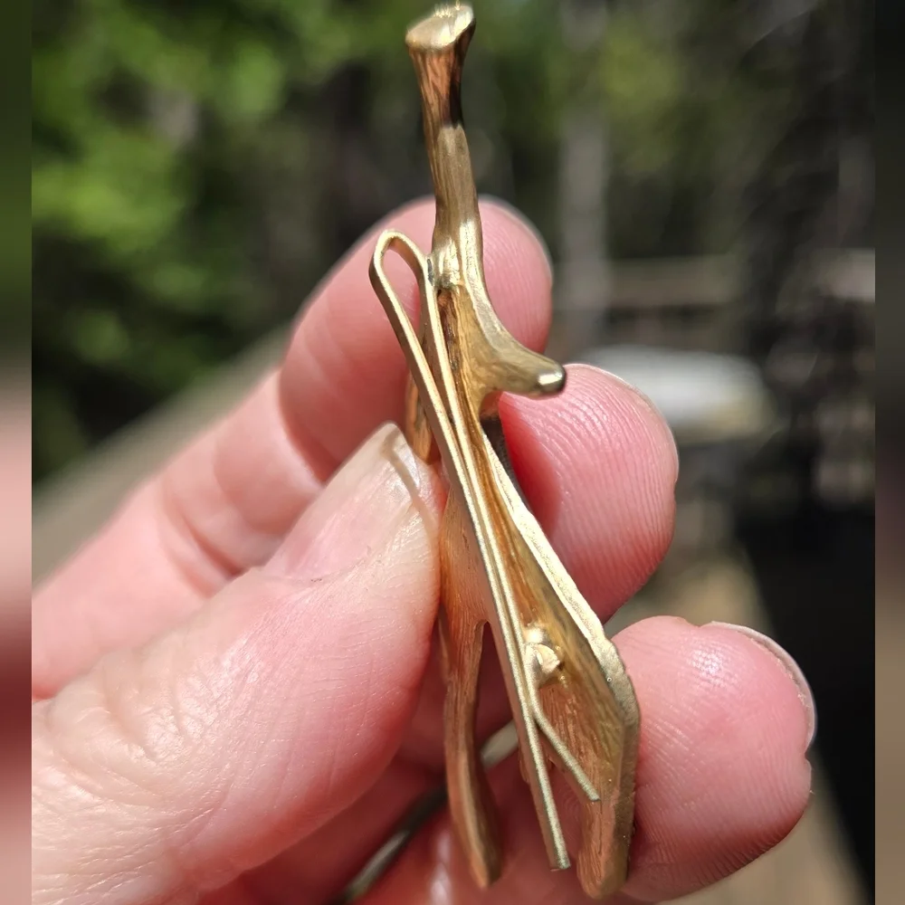 Gold Handmade Moose Antler Hair Pin With Gemstone By Brovoh Sndorinr